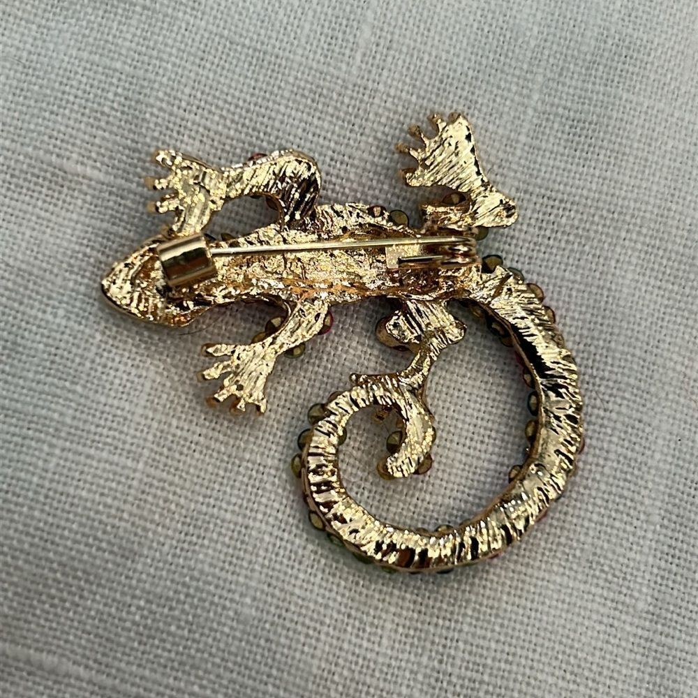 Colorful Rhinestone Lizard Brooch - Picture 2 of 3